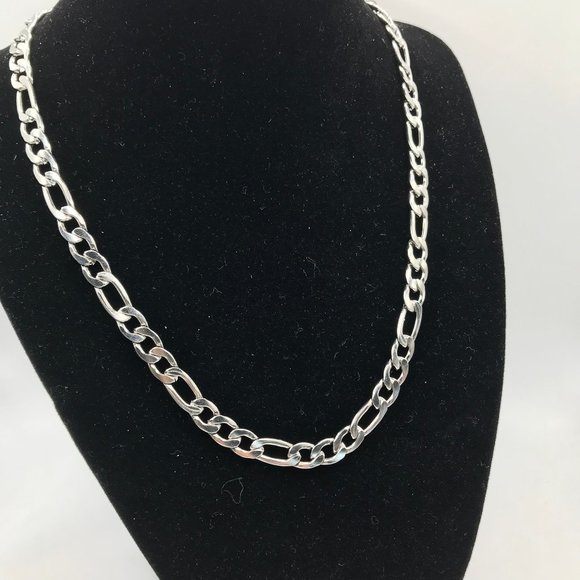 Unisex Stainless Steel Figaro Chain Length 20 inches Brand New - Picture 2 of 6